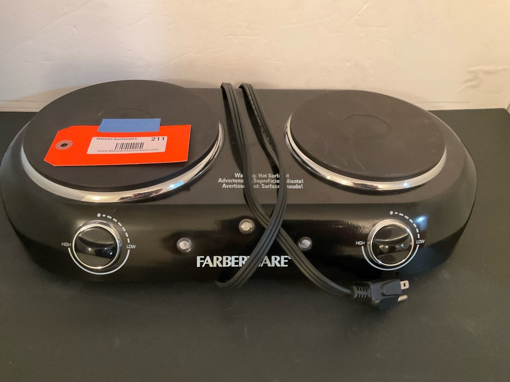 Farberware electric double burner hot plate - Basement Living & Bar Area