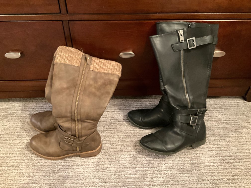 2 pairs of tall boots in black & brown, sizes 7W & 8W - Basement Bedroom