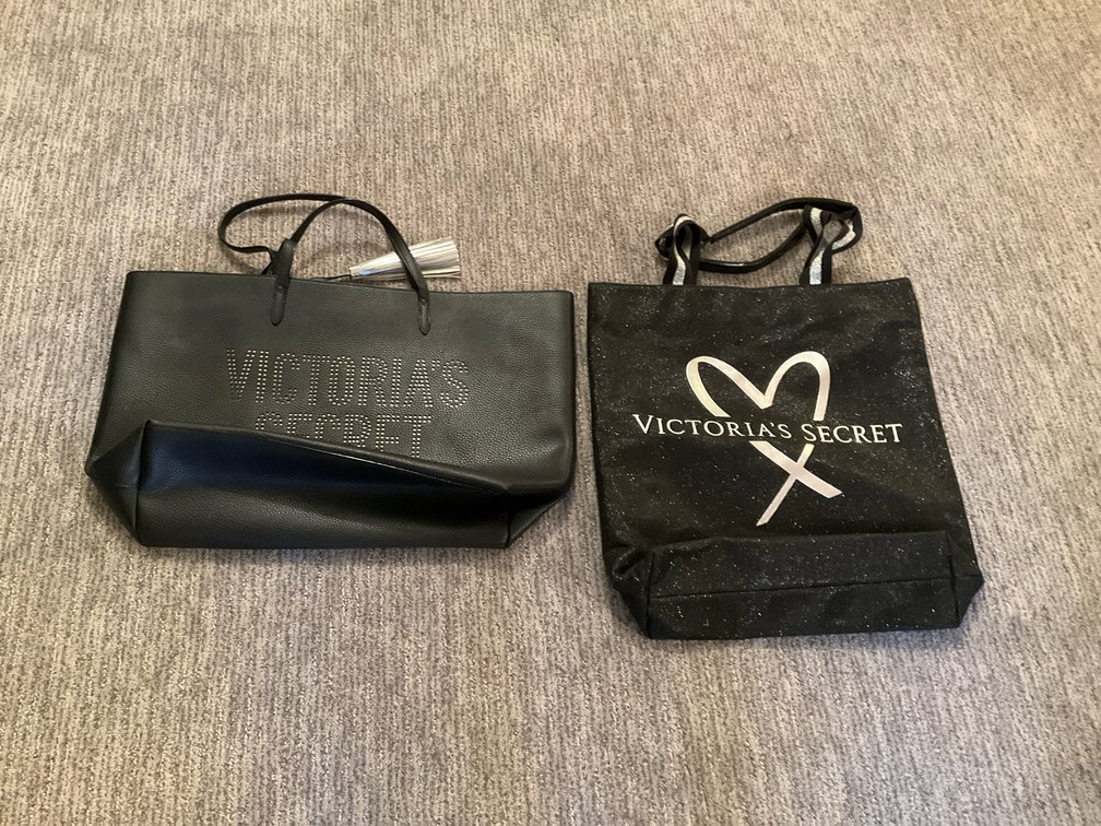 2 Victoria's Secret black tote bags - Basement Bedroom