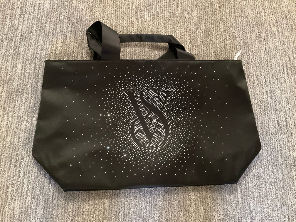 Black fabric tote bag with rhinestone VS monogram new - Basement Bedroom