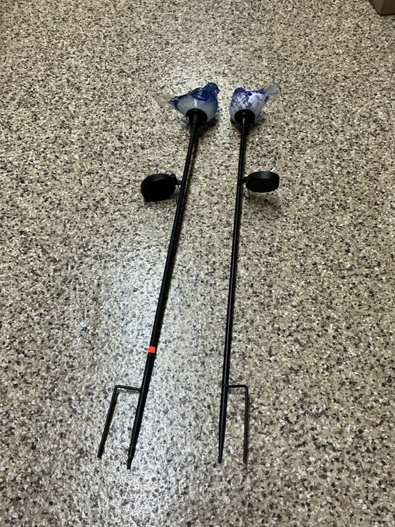 Pair of solar garden stakes with glass birds
