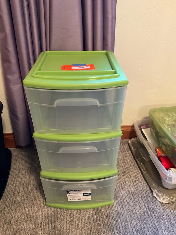 Homz 3-drawer plastic storage cart 12.5 x 14.25 x 25.5 in - Basement Bedroom