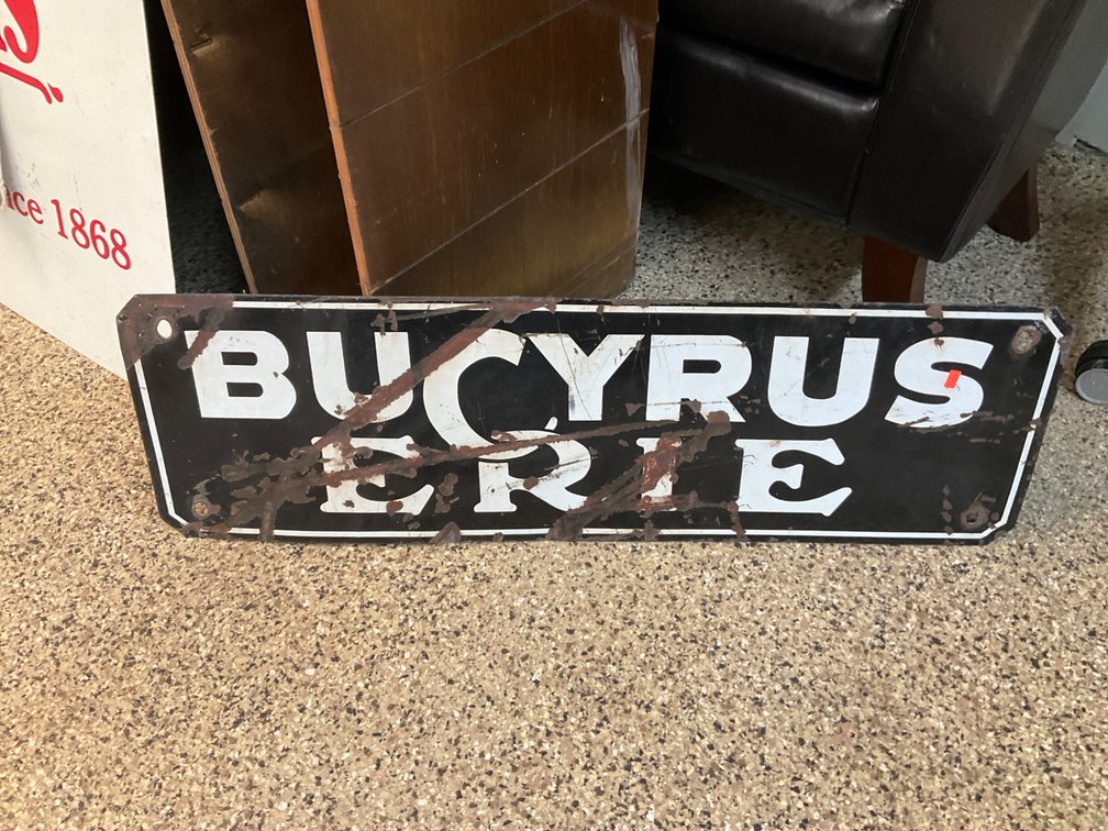 Bucyrus Erie rectangular painted metal sign