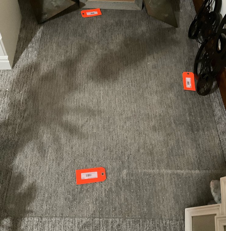 Clear plastic chair mat - Basement Living & Bar Area