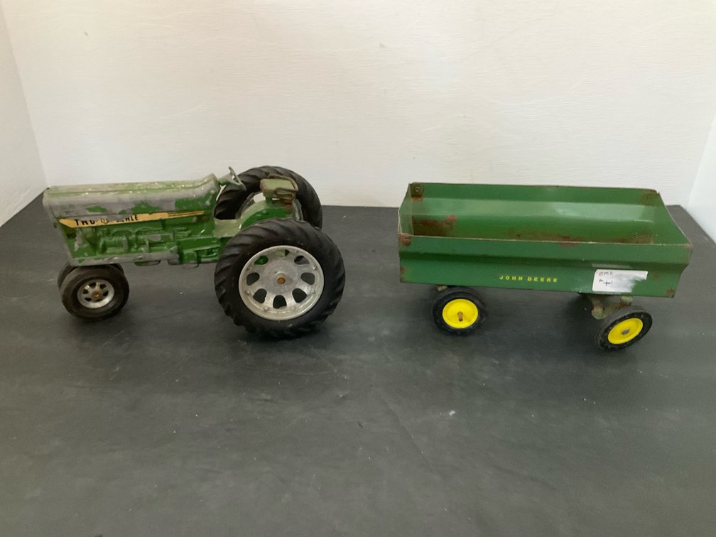 Tru-Scale toy tractor & John Deere wagon