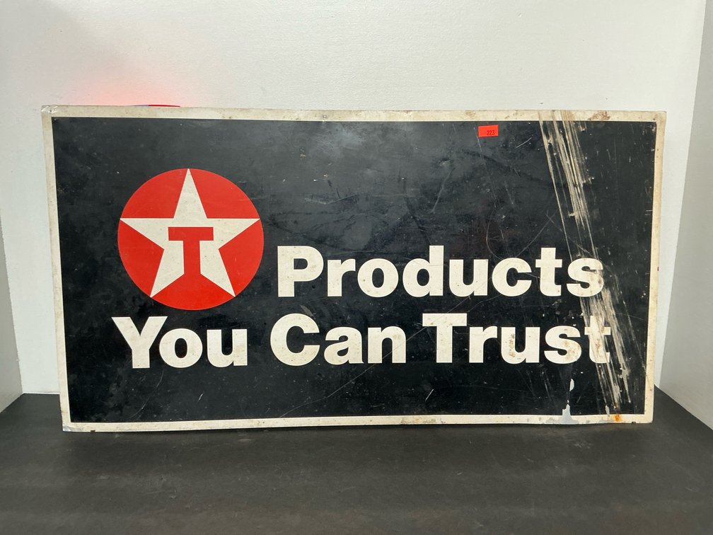 Texaco painted metal advertising sign