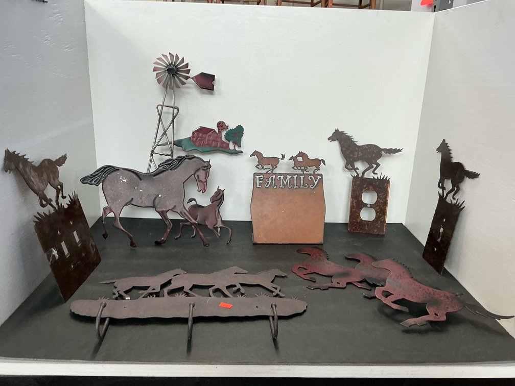 Assorted cut metal horse & western home decor