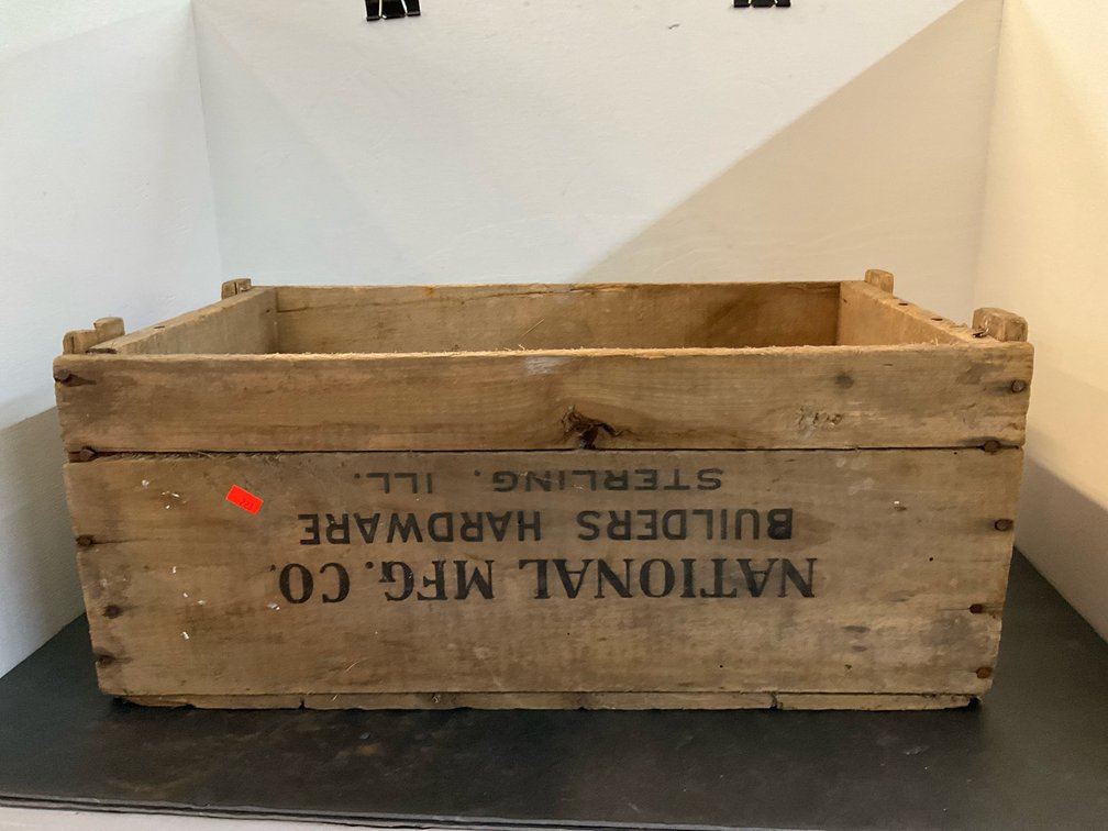 National Mfg. Co. wooden hardware crate