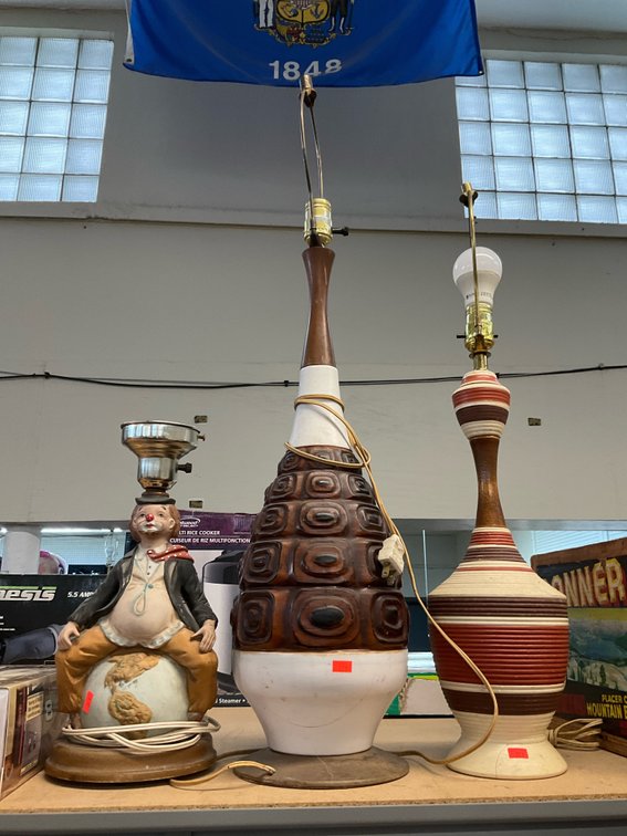 Grouping of 3 ceramic & figural table lamps