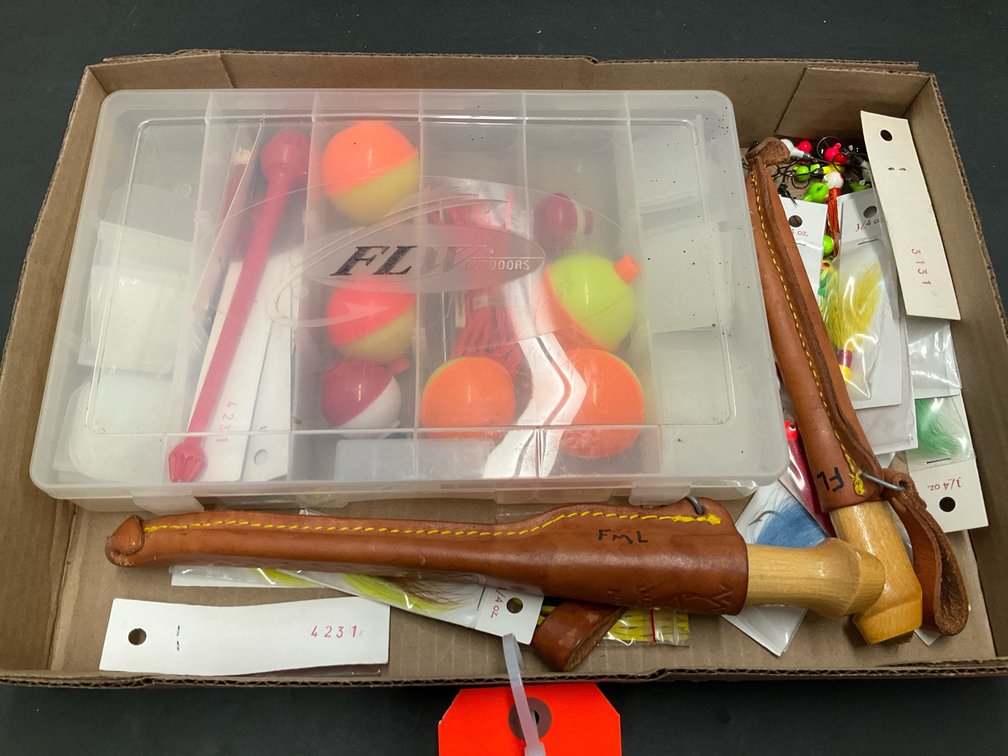 Fishing tackle grouping with fillet knives & organizer box