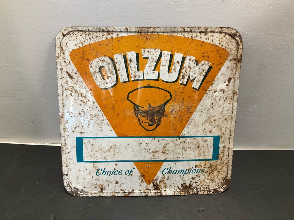 Oilzum Choice of Champions embossed metal sign