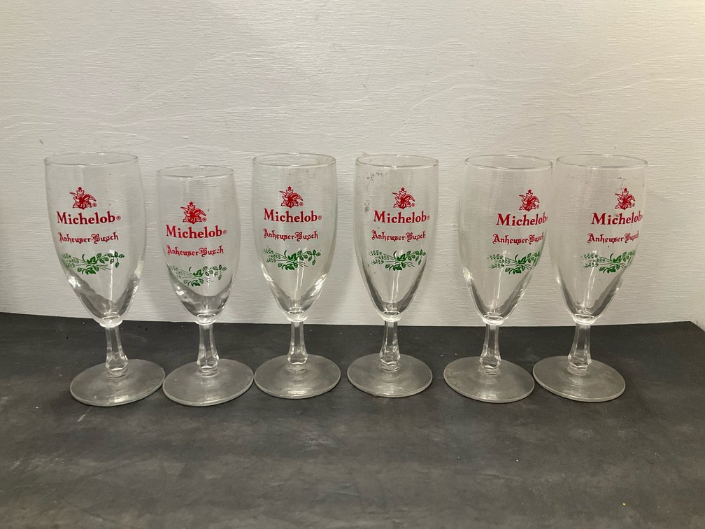 Michelob Anheuser-Busch stemmed beer glasses