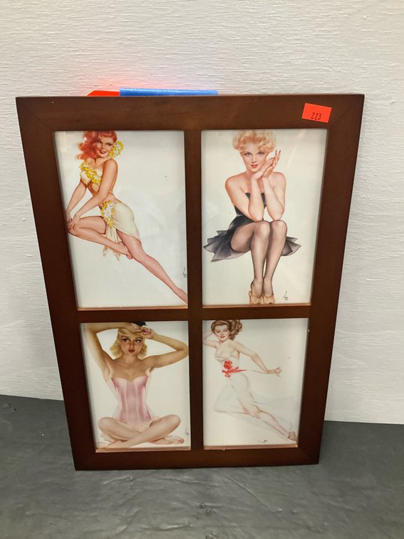 Framed set of 4 Varga pin-up art prints