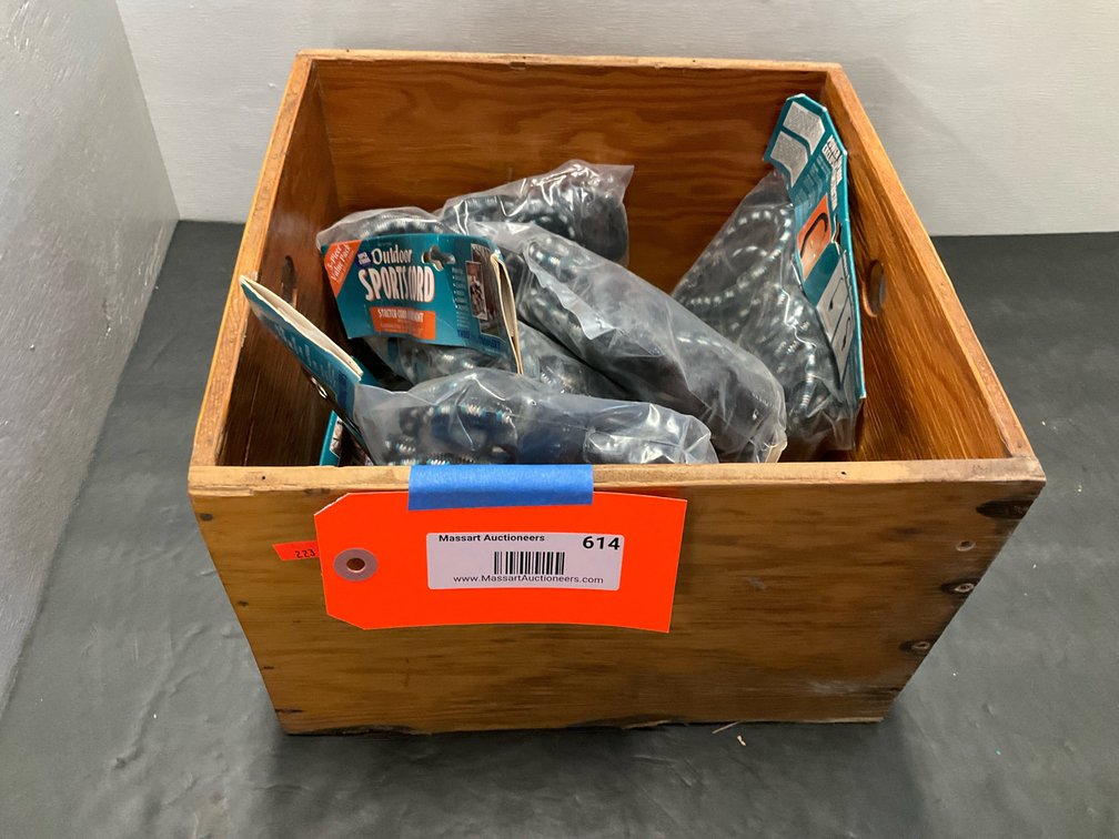 Outdoor Sport Cord stretch cord packs in wooden crate