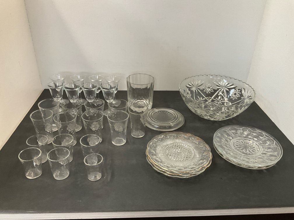 Clear cut & pressed glassware collection