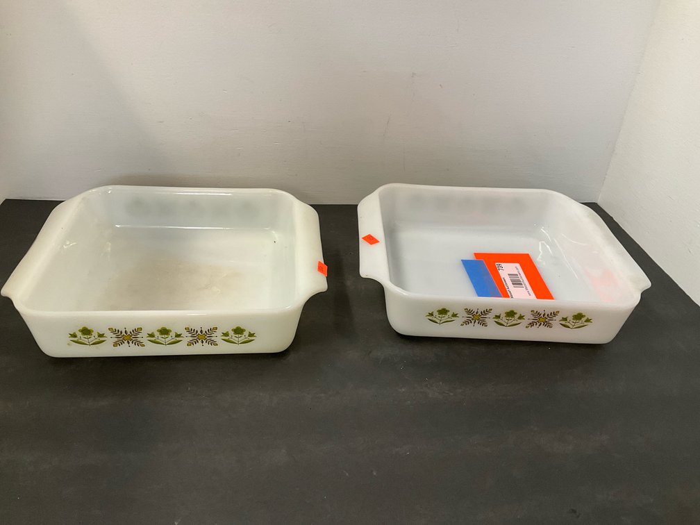 Pair of Anchor Hocking Fire-King 8 in. square baking dishes