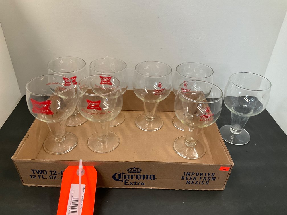 Grouping of clear glass stemmed beer chalices