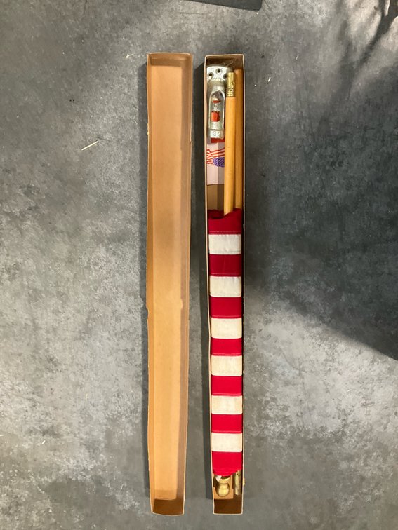 American flag set with 2-piece wooden pole & bracket
