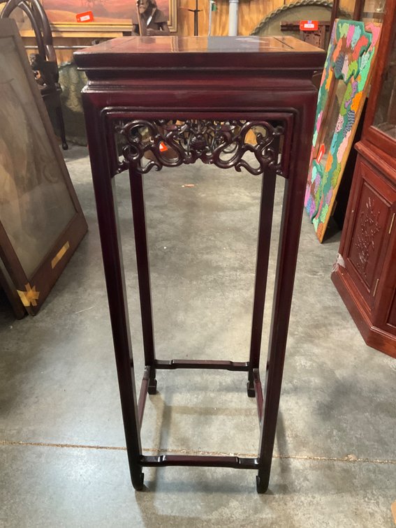 Asian style tall dark wood plant stand
