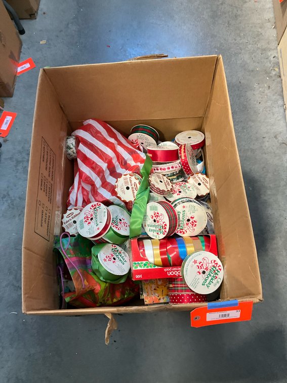 Assorted craft & holiday ribbons with gift bags