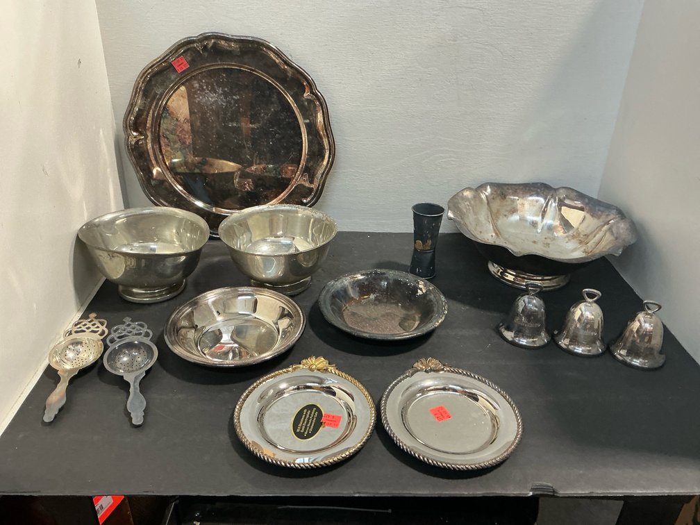 Silver plate & metal tableware grouping