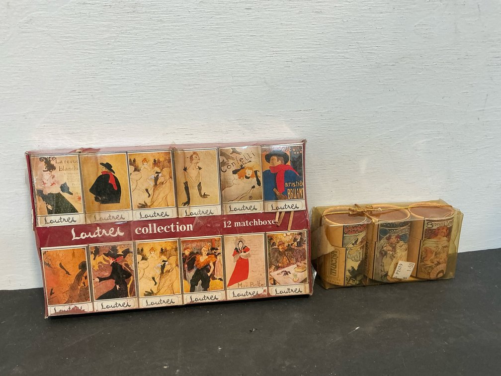 Lautrec set & Mucha cylindrical containers