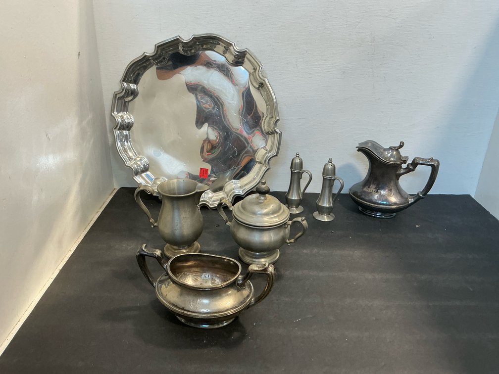 Silver-soldered & pewter serving pieces
