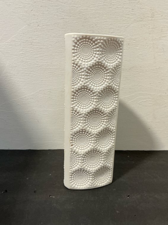 Kaiser white porcelain textured triangular vase