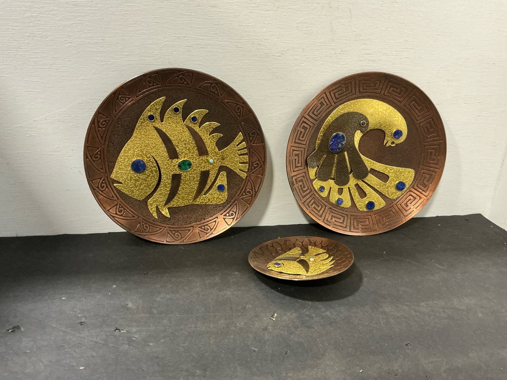 Lopez mixed metal plates with stone cabochons