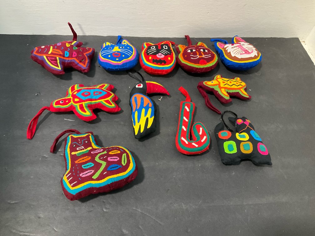 Handcrafted stuffed fabric animal ornaments
