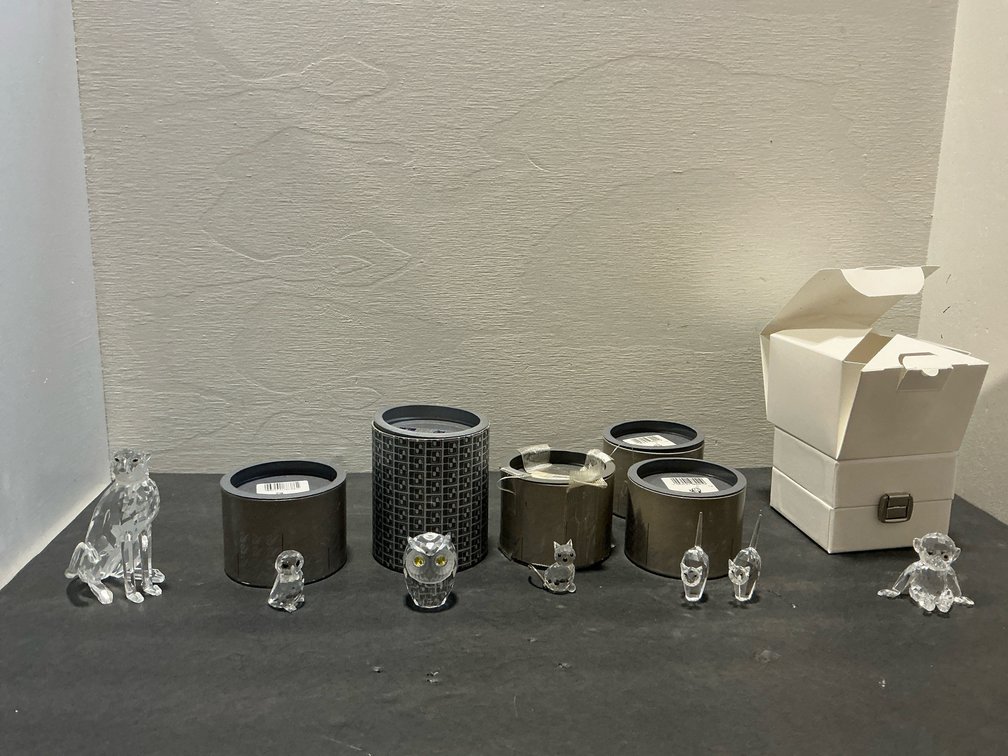 Swarovski crystal animal figurines with boxes