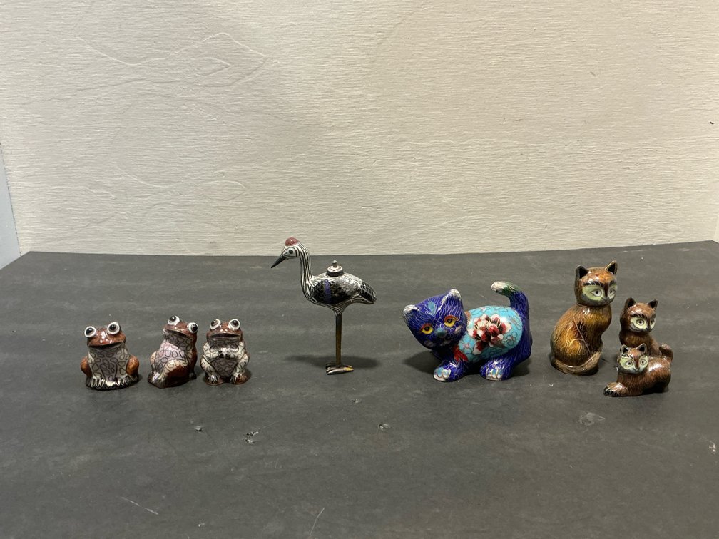 Miniature cloisonné enamel animal figurines