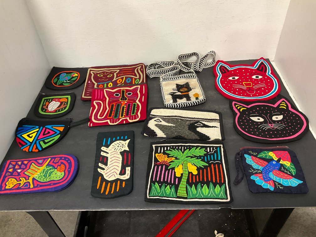 Mola embroidered textile pouches & cases