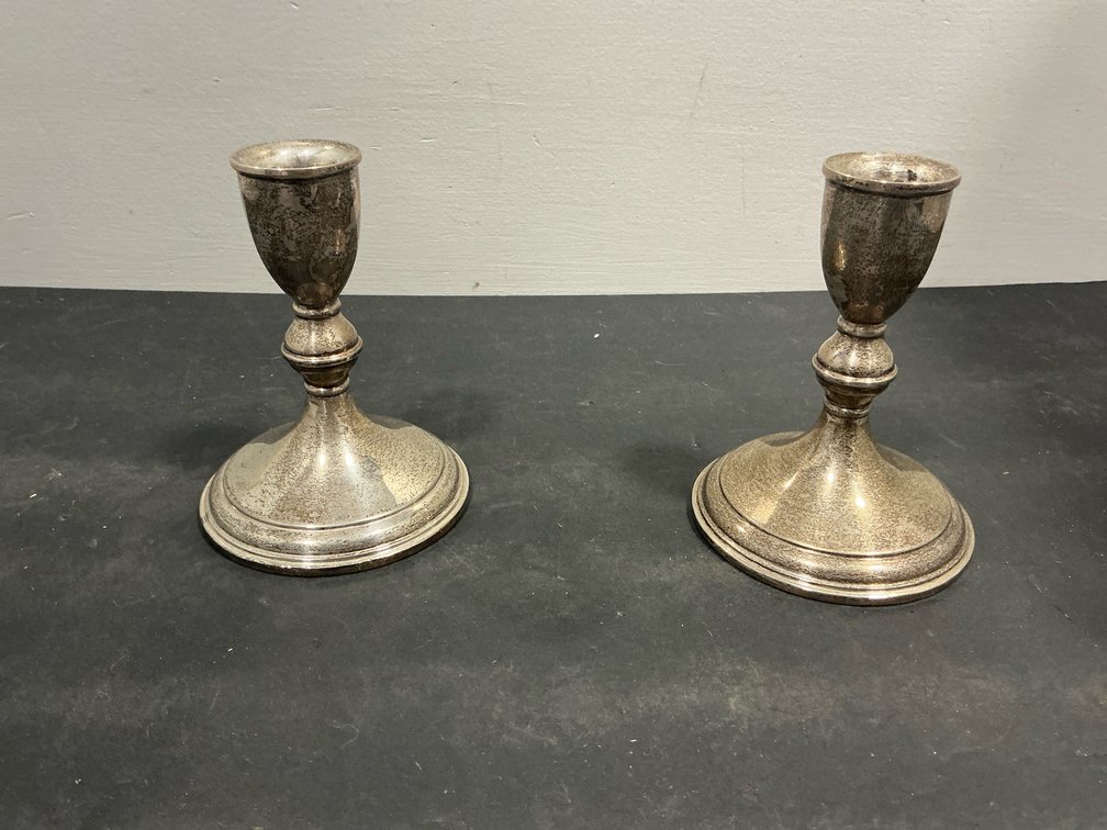 Pair of sterling silver candlesticks