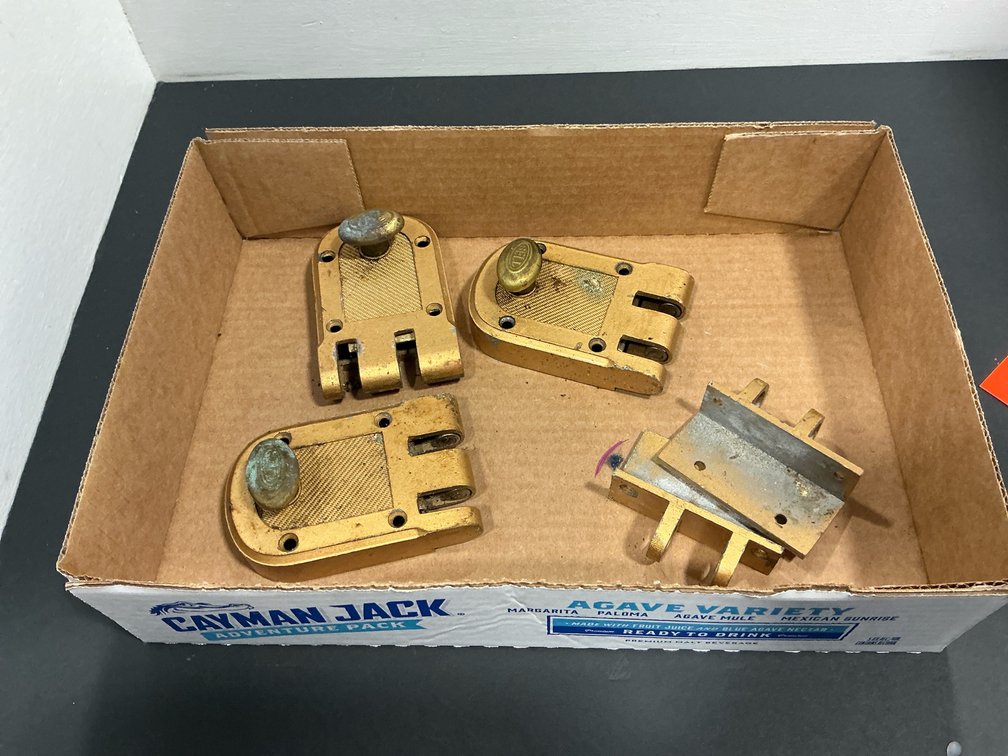 Brass-finish roller latches & strike brackets
