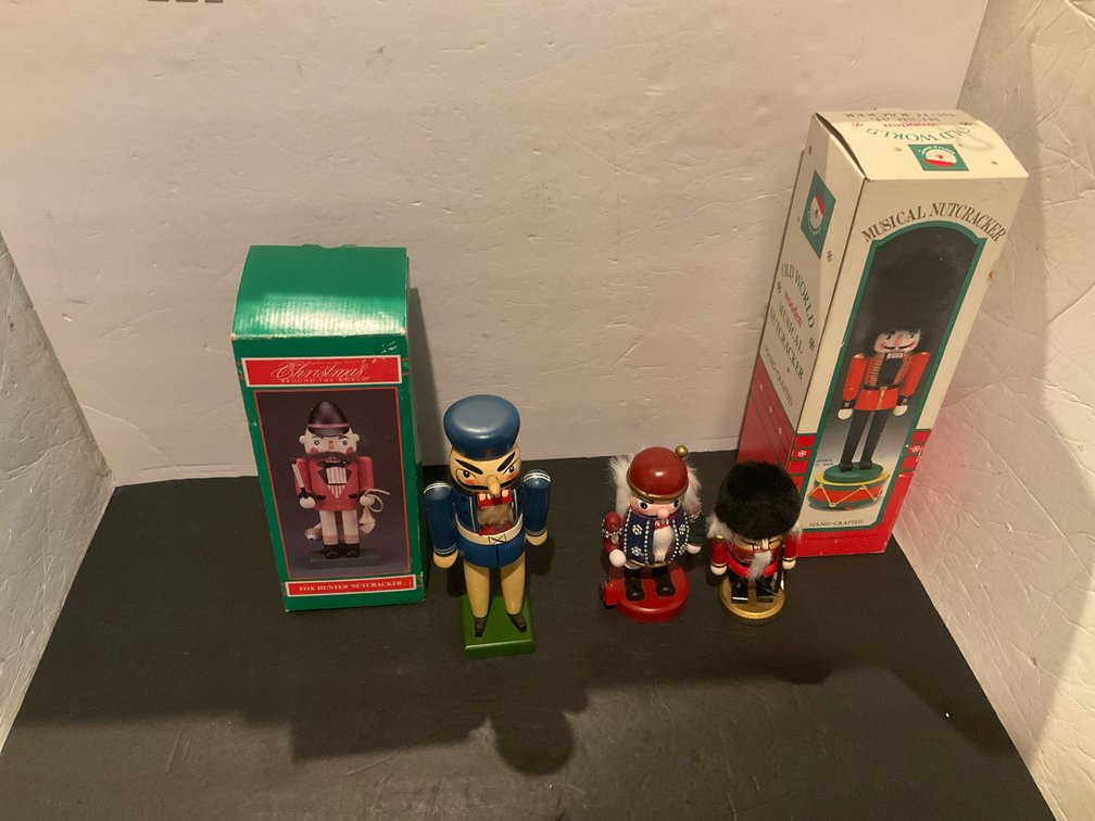 Group of wooden nutcrackers with boxes - Upstairs Bedroom Upper Level