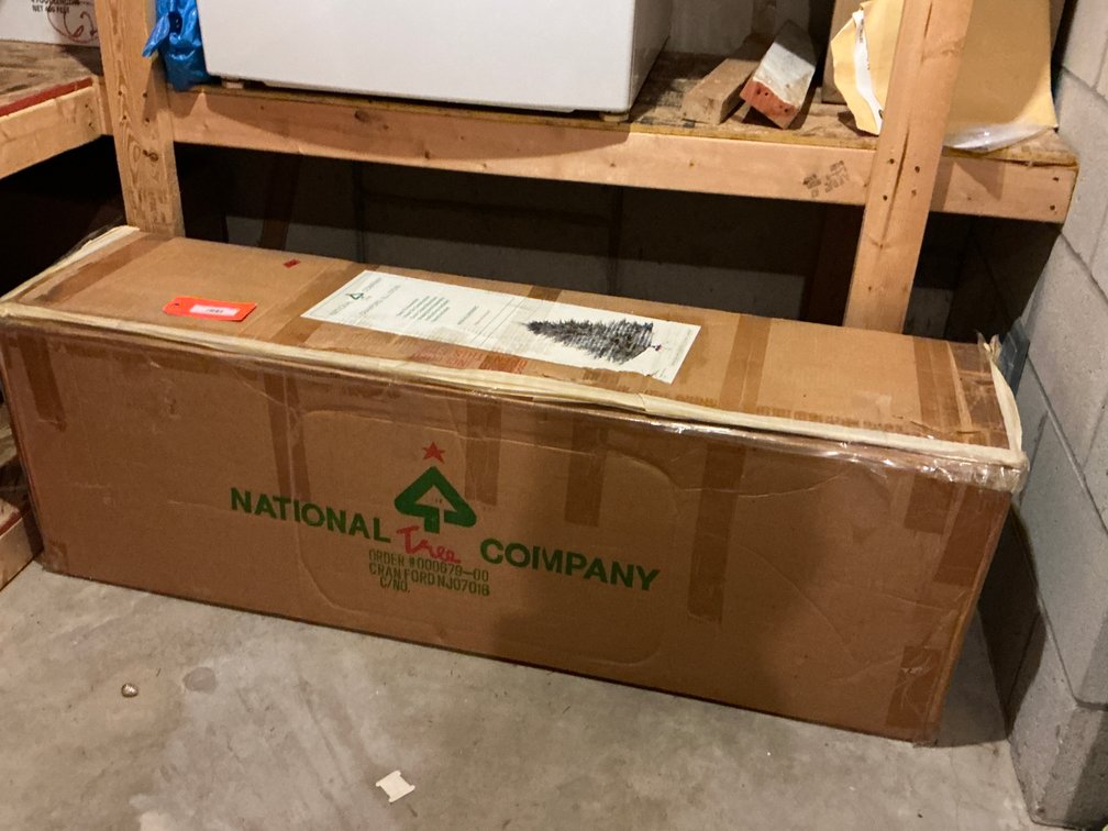 National Tree Company artificial Christmas tree in box - Basement