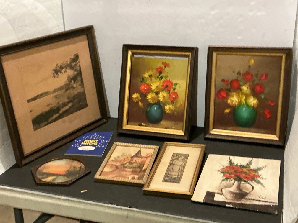 Grouping of framed artwork & paintings - Basement