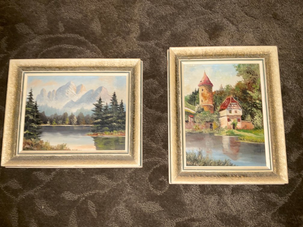Pair of framed landscape oil paintings - Living Room Main Level