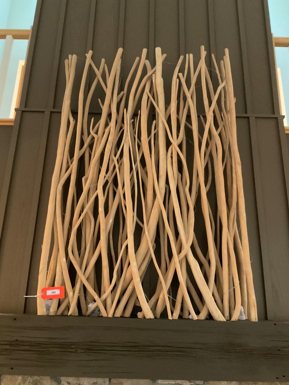 Natural wood branch wall panel with LED fairy lights - Living Room Main Level