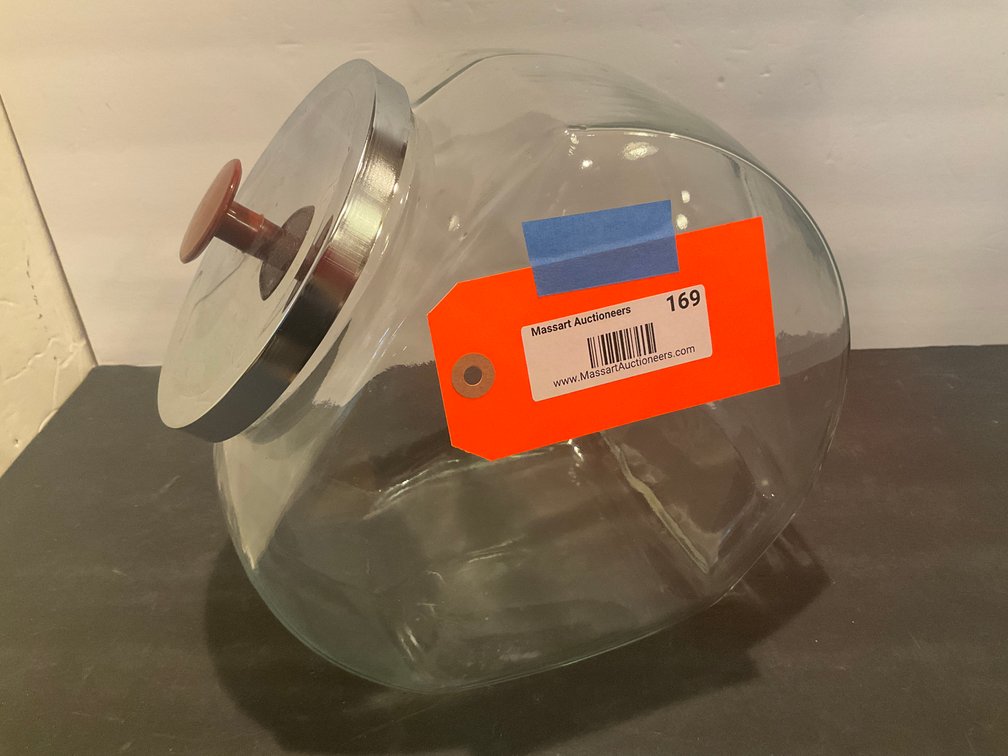 Glass slanted counter jar with metal lid - Kitchen Main Level