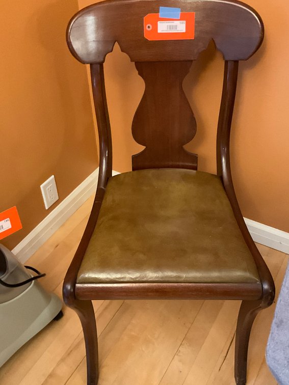 Wood side chair with upholstered seat - Dining Room Main Level