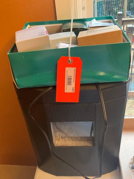 Royal paper shredder & empty boxes - Dining Room Main Level