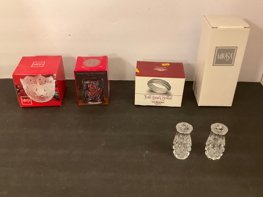 Grouping of crystal tabletop items & candleholders - Dining Room Main Level