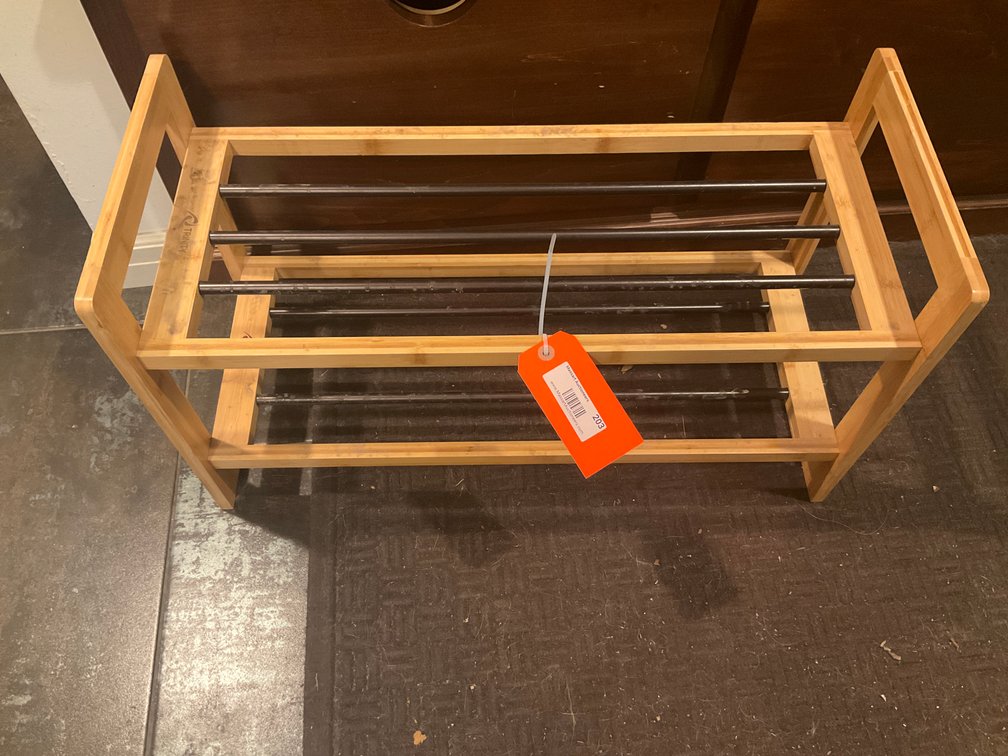 Trinity 2-tier bamboo and metal shoe rack 28 x 12 x 16 - Entry Off Garage Main Level - Basement
