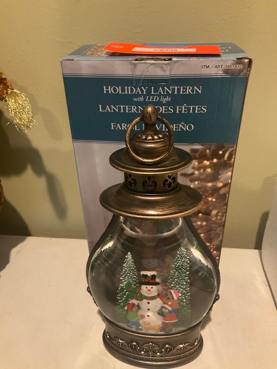 Holiday lantern snow globe with LED light & box - Upstairs Bedrooms Upper Level