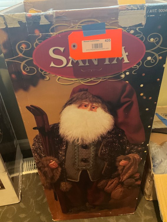 Decorative Santa Claus figure with box - Upstairs Bedrooms Upper Level
