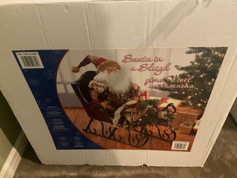 Santa in a Sleigh holiday decoration 15.3 x 29.5 x 27.5 in - Upstairs Bedrooms Upper Level