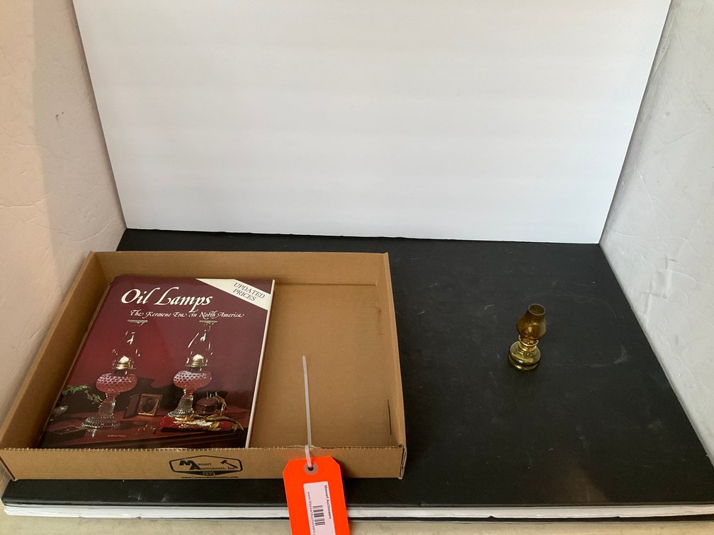 Oil Lamps reference book & miniature glass oil lamps 4” & 8” - Living Room Main Level