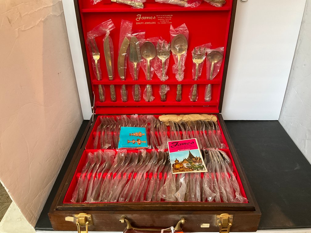 James Quality Jewellers flatware set in wooden chest - Living Room Main Level